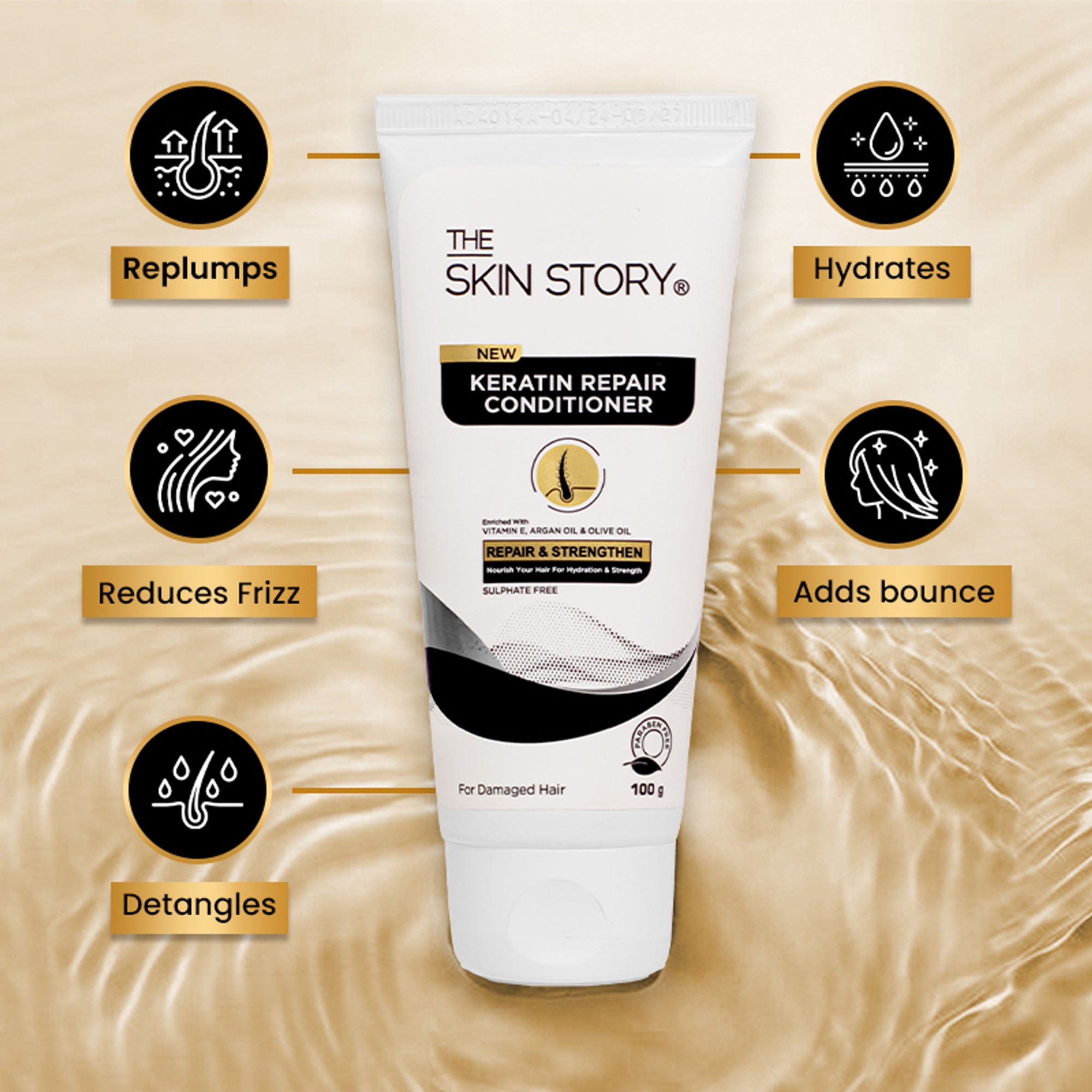 The Skin Story Sulphate Free Keratin Conditioner For Coloured Dry Frizzy Damaged Hair With Vitamin E - Distacart