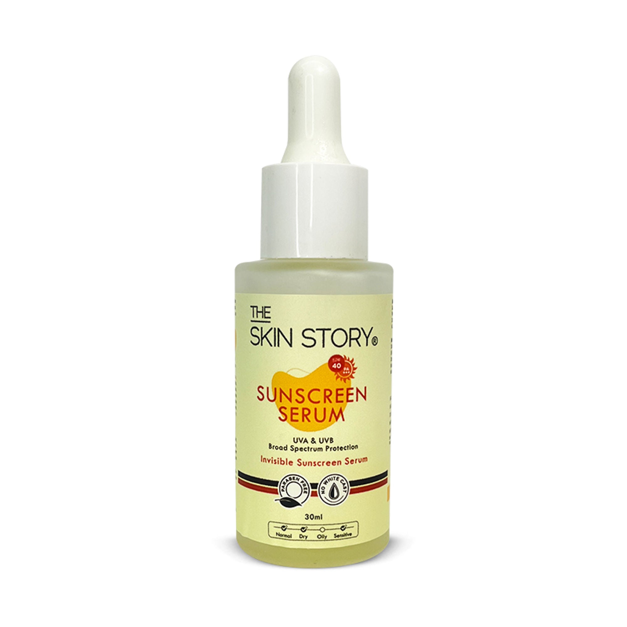 The Skin Story Invisible Liquid Sunscreen Serum For Face, SPF 40 PA+++ With Vitamin E - Distacart