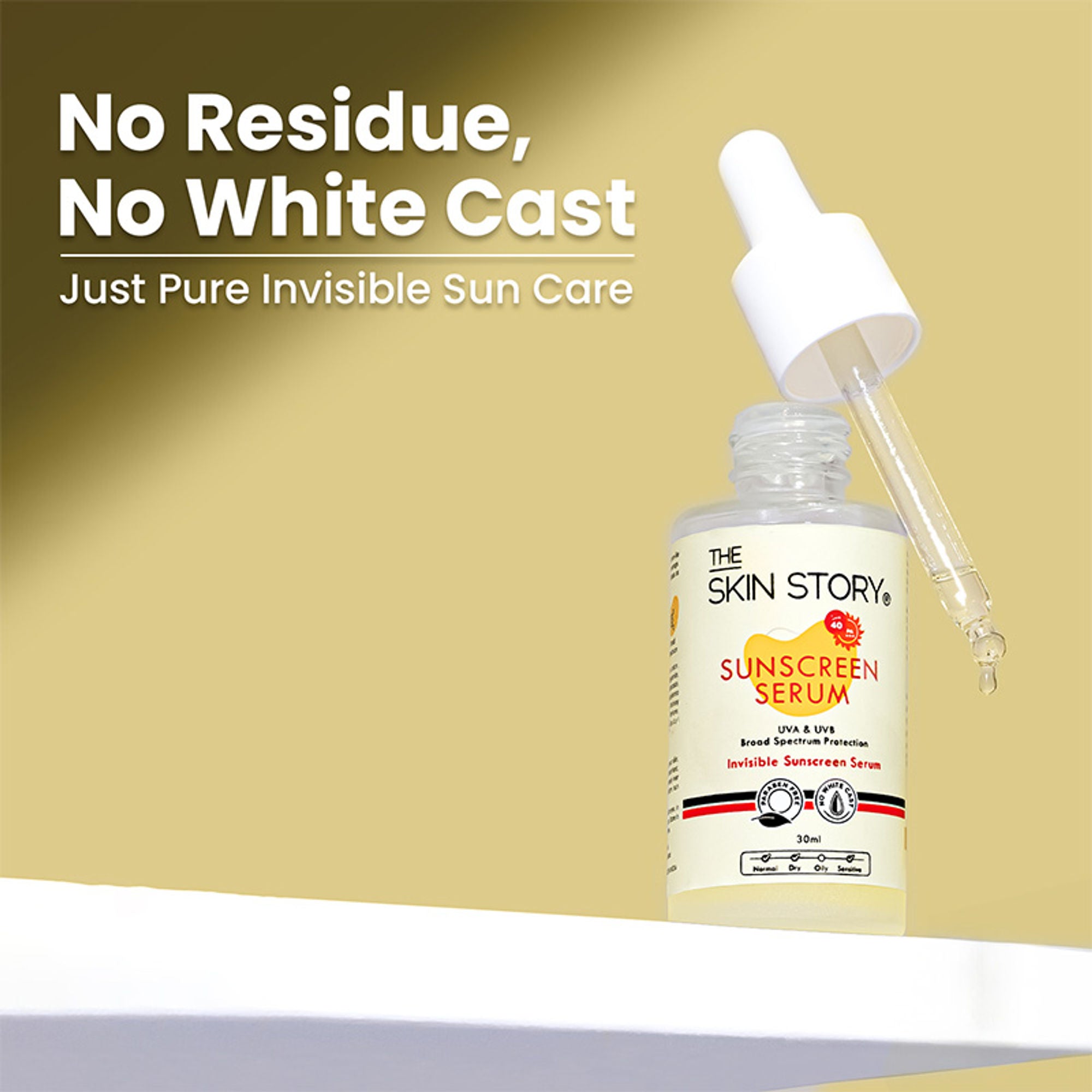 The Skin Story Invisible Liquid Sunscreen Serum For Face, SPF 40 PA+++ With Vitamin E - Distacart