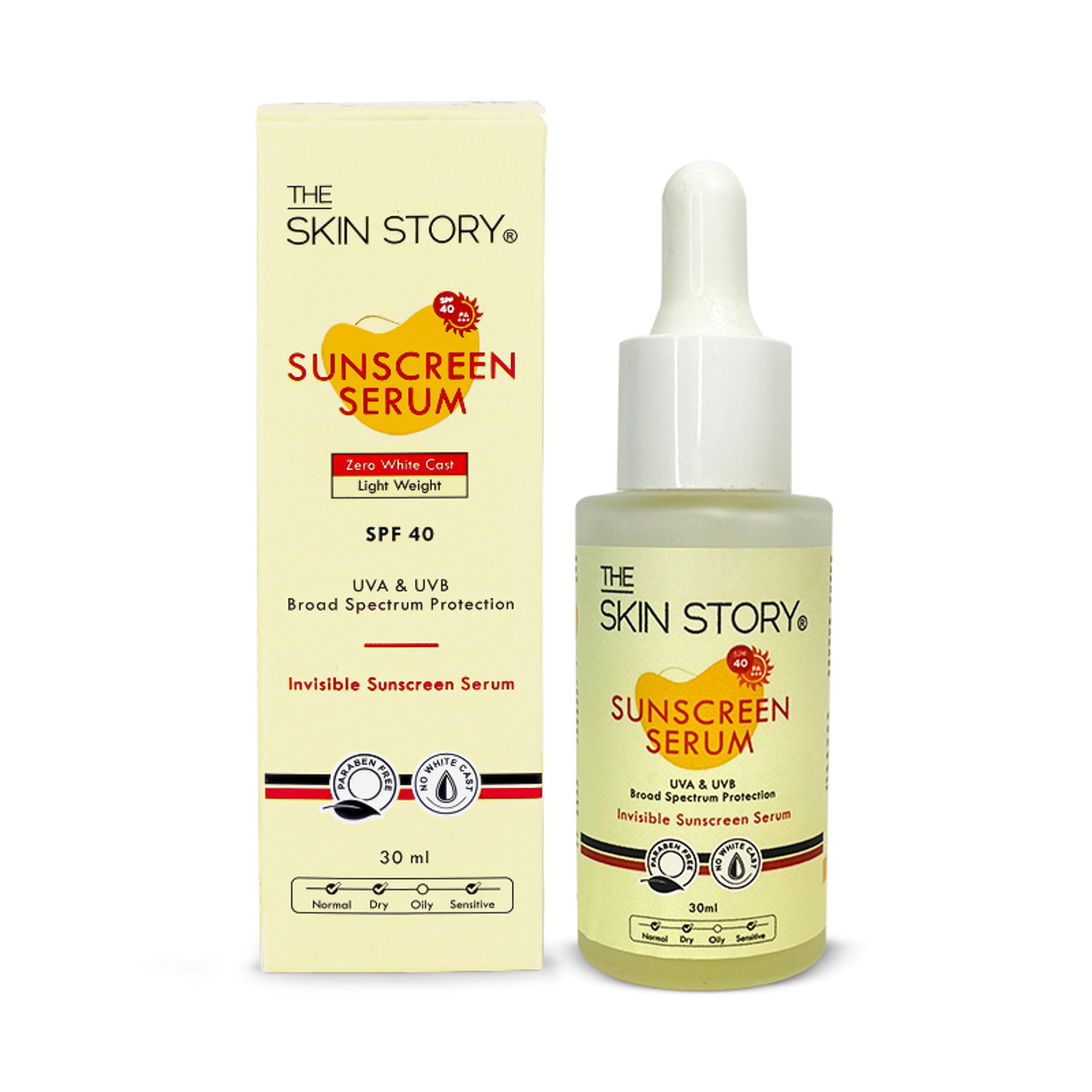 The Skin Story Invisible Liquid Sunscreen Serum For Face, SPF 40 PA+++ With Vitamin E - Distacart