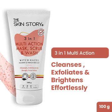 The Skin Story 3 in 1 Multi Action Face Mask, Scrub & Wash For Deeply Cleansed, Healthy Looking Skin