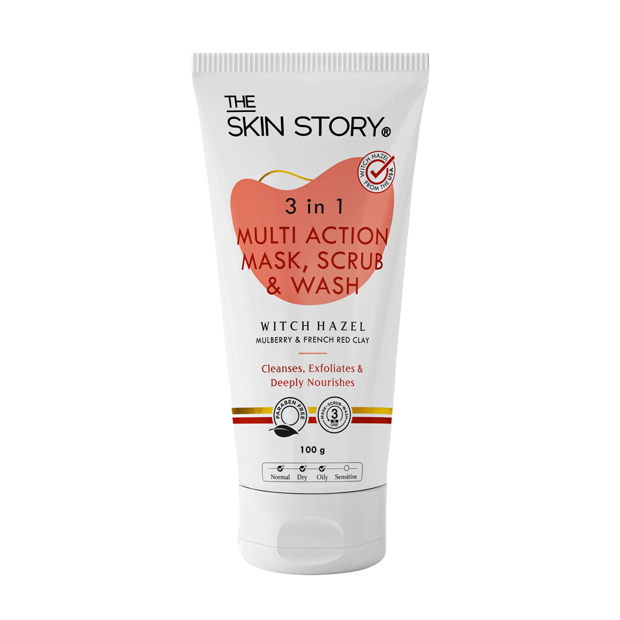 The Skin Story 3 in 1 Multi Action Face Mask, Scrub & Wash For Deeply Cleansed - Distacart