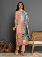 Thumbnail for Yufta Multi Pure Crepe Placement Print Kurta Dupatta Set