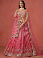 Thumbnail for Tulsi Art Stunning Peach Georgette Sequins Lehenga Choli