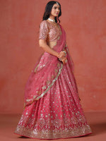 Thumbnail for Tulsi Art Stunning Peach Georgette Sequins Lehenga Choli