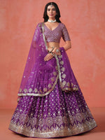 Thumbnail for Tulsi Art Charming Purple Sequins Work Wedding Wear Lehenga Choli
