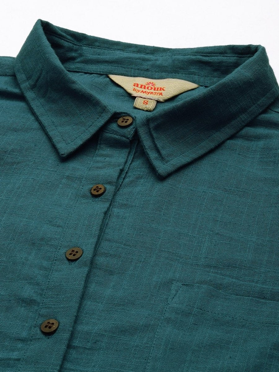 Anouk Women Teal Blue Pure Cotton Kurta with Trousers - Distacart