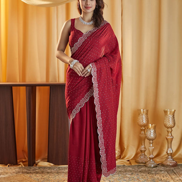 kasee Embellished Beads and Stones Silk Blend Saree - Distacart