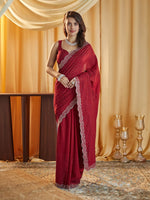 Thumbnail for kasee Embellished Beads and Stones Silk Blend Saree - Distacart