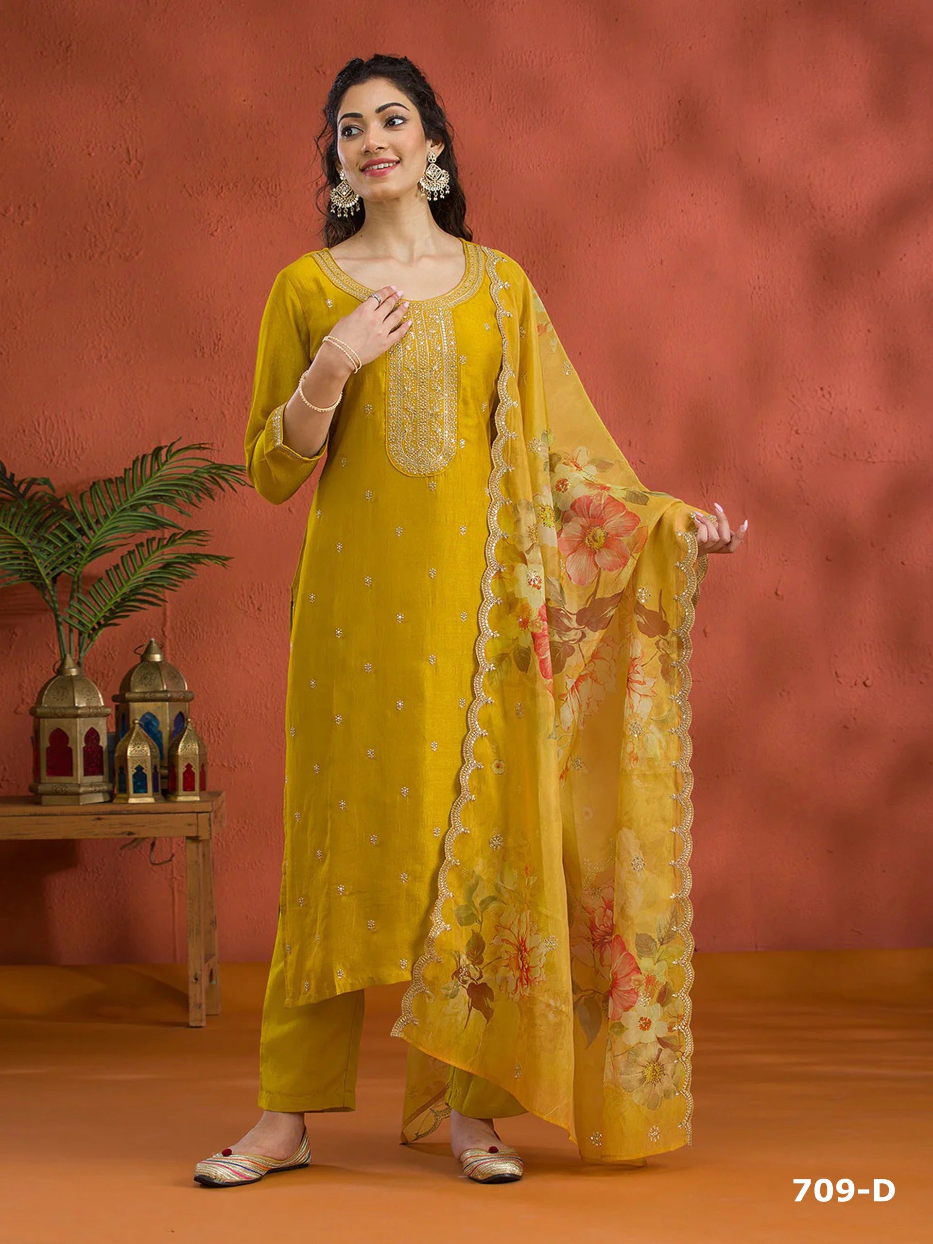 Anaita Yellow Silk Embroidered Viscose Thread Zari Work Salwar Suit - Distacart
