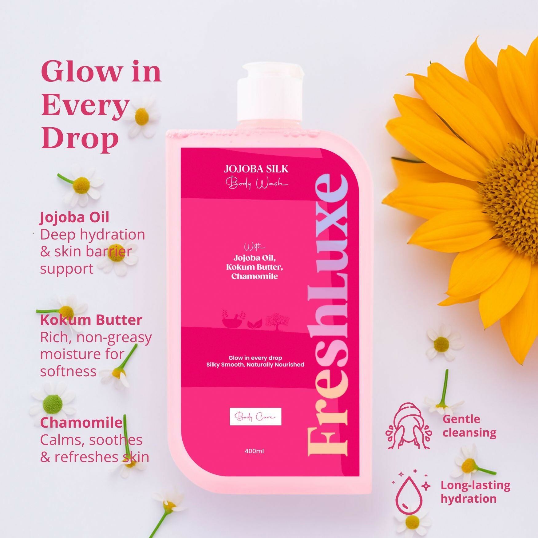 FreshLuxe Silk Body Wash with Jojoba Camomile & Ylang Ylang