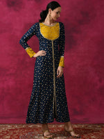 Thumbnail for Aks Ethnic Motifs Printed Zari Anarkali Kurta - Distacart