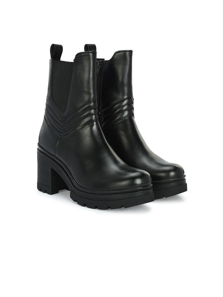 Delize Women Block Heeled High-Top Chelsea Boots