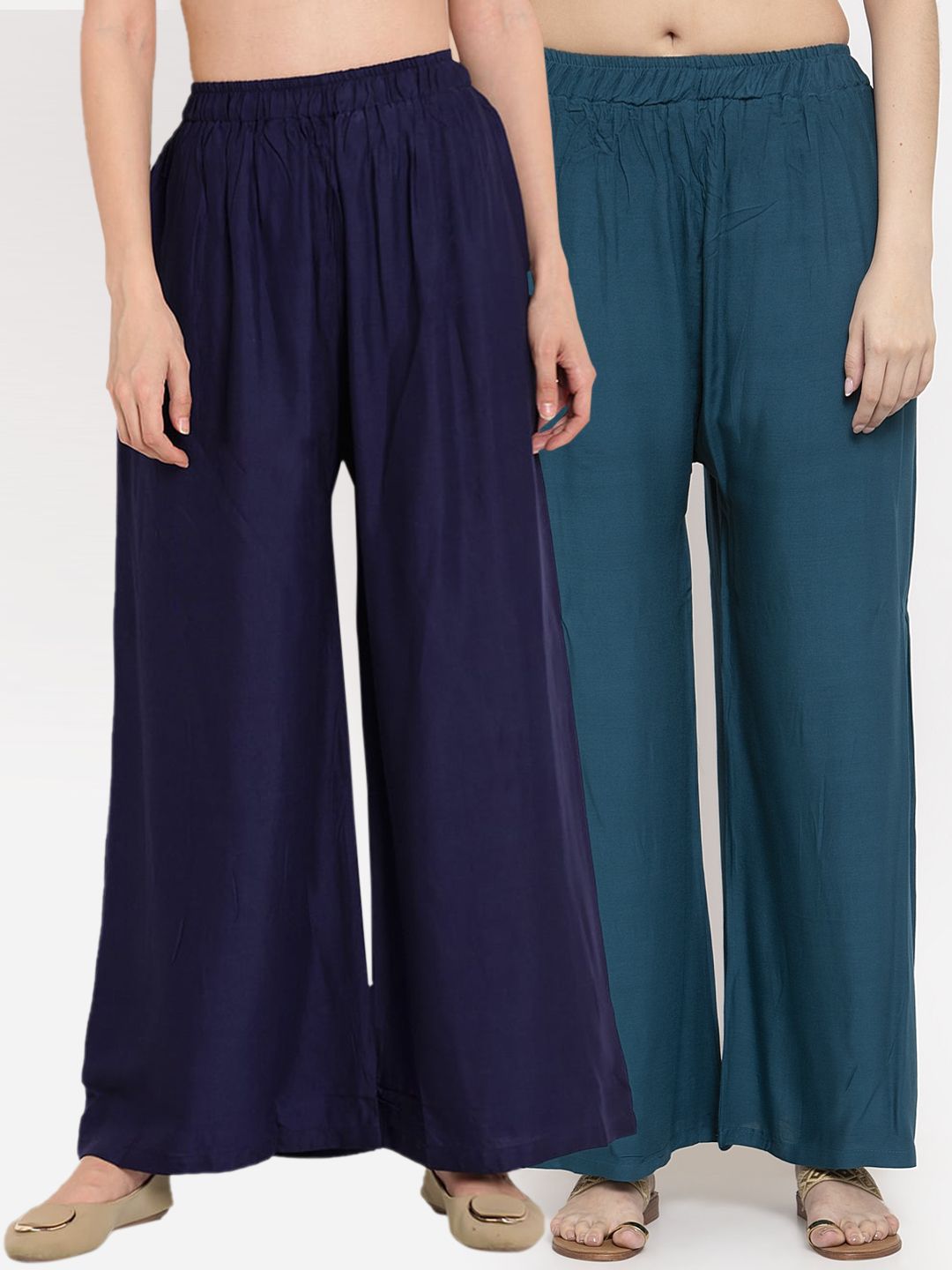 TAG 7 Women Pack of 2 Solid Flared Palazzos - Distacart