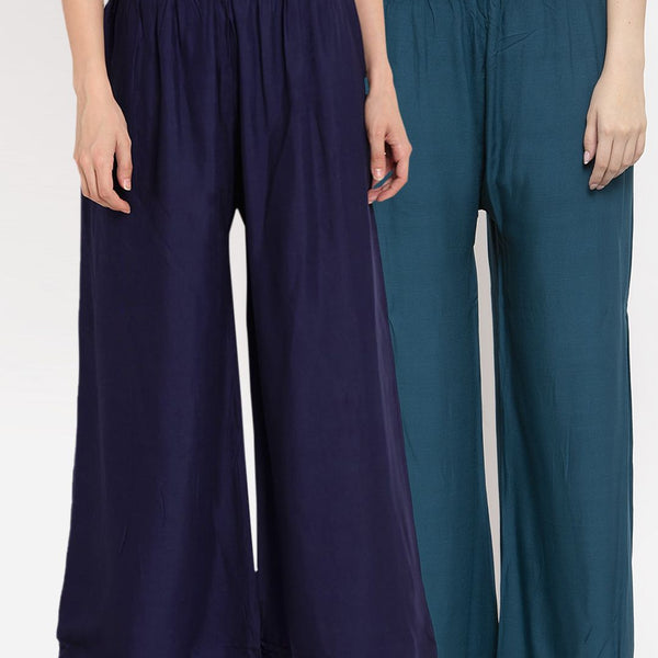 TAG 7 Women Pack of 2 Solid Flared Palazzos - Distacart