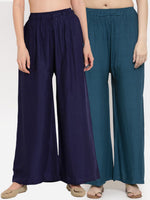 Thumbnail for TAG 7 Women Pack of 2 Solid Flared Palazzos