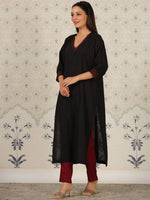 Thumbnail for Ode by House of Pataudi V Neck Thread Work Kurta - Distacart