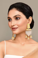 Thumbnail for New Stylish Meenakari Yellow Jhumki Earring for Womens by House of Ree - Distacart