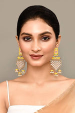 Thumbnail for New Stylish Meenakari Yellow Jhumki Earring for Womens by House of Ree - Distacart