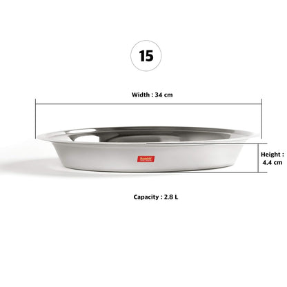 Sumeet Heavy Stainless Steel Parat (2.8 liter | 34Cm), Silver - Dista