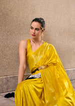 Thumbnail for Anaita Yellow Silk Tissue Zari Weaving Work Saree With Blouse Piece - Distacart