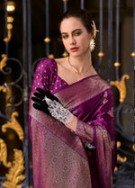 Thumbnail for Anaita Violet Silk Tissue Zari Weaving Work Saree With Blouse Piece - Distacart