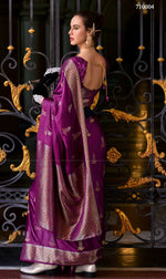Thumbnail for Anaita Violet Silk Tissue Zari Weaving Work Saree With Blouse Piece - Distacart