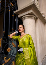 Thumbnail for Anaita Parrot Green Silk Tissue Zari Weaving Work Saree With Blouse Piece - Distacart