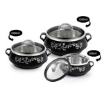 Thumbnail for CELLO Glitter Casserole with Inner Steel 3 Unit, Black - Dista
