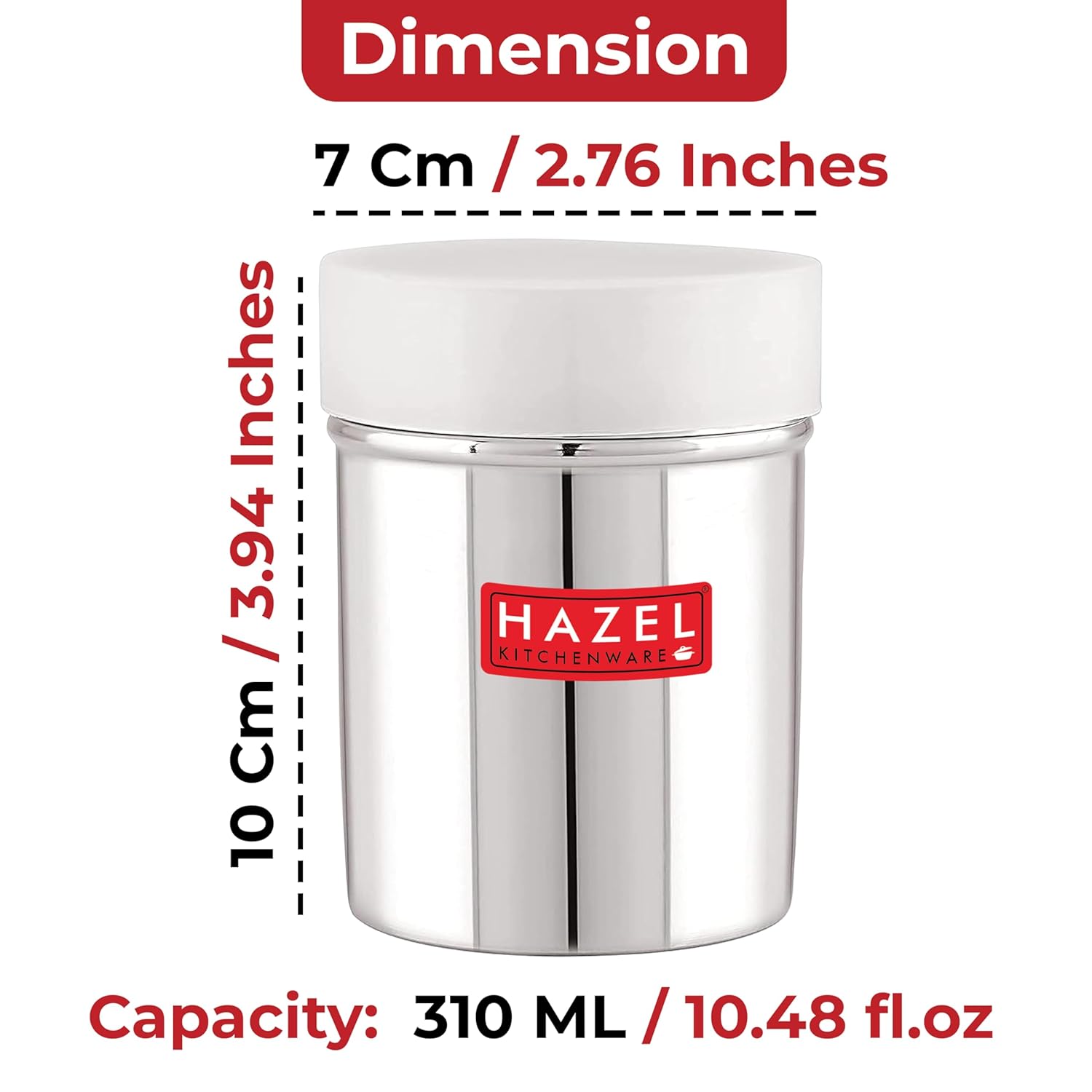 HAZEL Stainless Steel Powder Shaker with ABS Lid | 310 ML - Dista