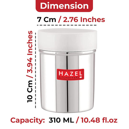 HAZEL Stainless Steel Powder Shaker with ABS Lid | 310 ML - Dista