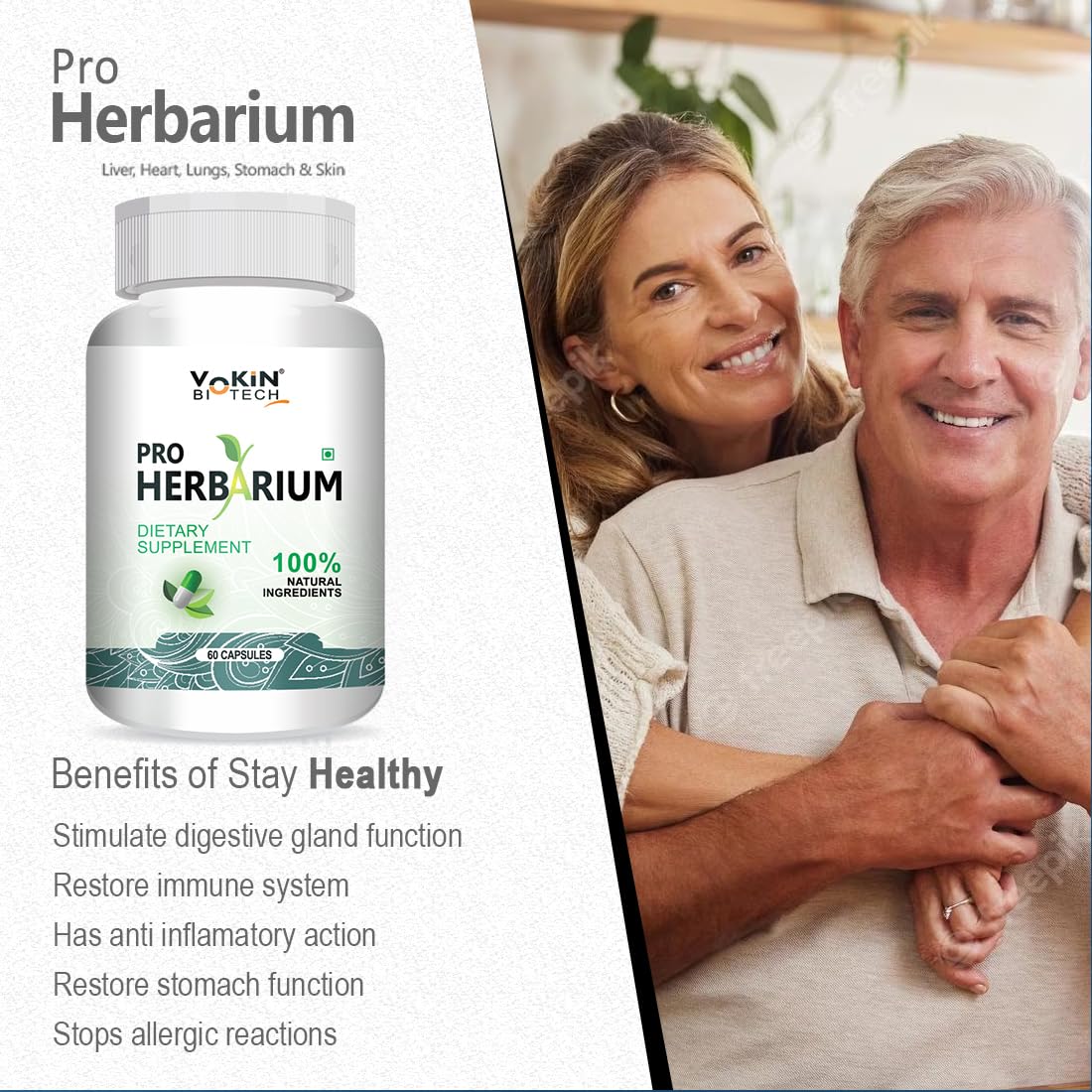 Vokin Biotech Pro Herbarium Protects Liver, Heart, Lungs, Stomach & Skin from Parasites (60 Capsules)