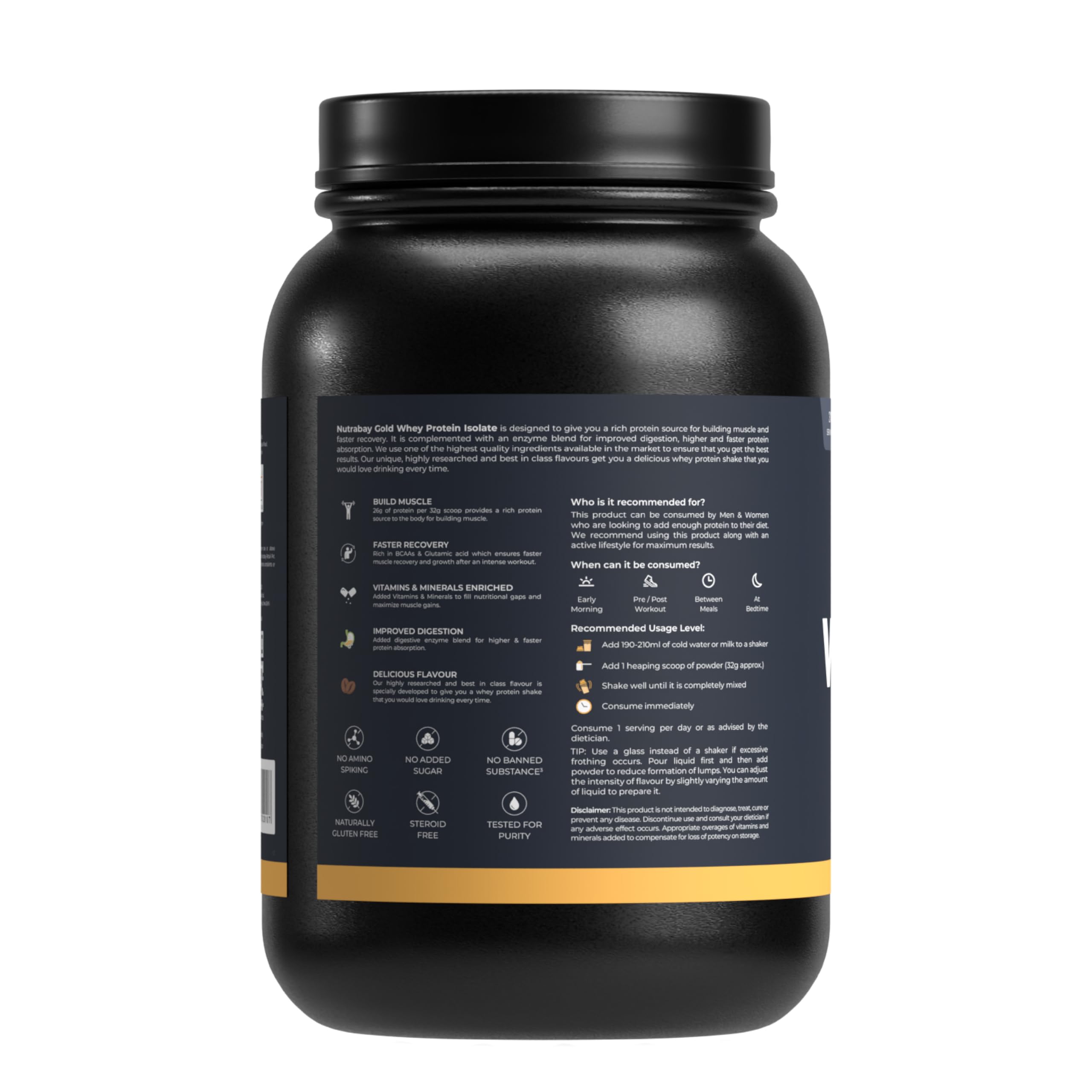 Nutrabay Gold 100% Whey Protein Isolate With Digestive Enzymes