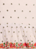 Thumbnail for Lorenvalley Fashion White Faux Georgette Ruffle Saree with Fancy Sequence work & Blouse - Distacart