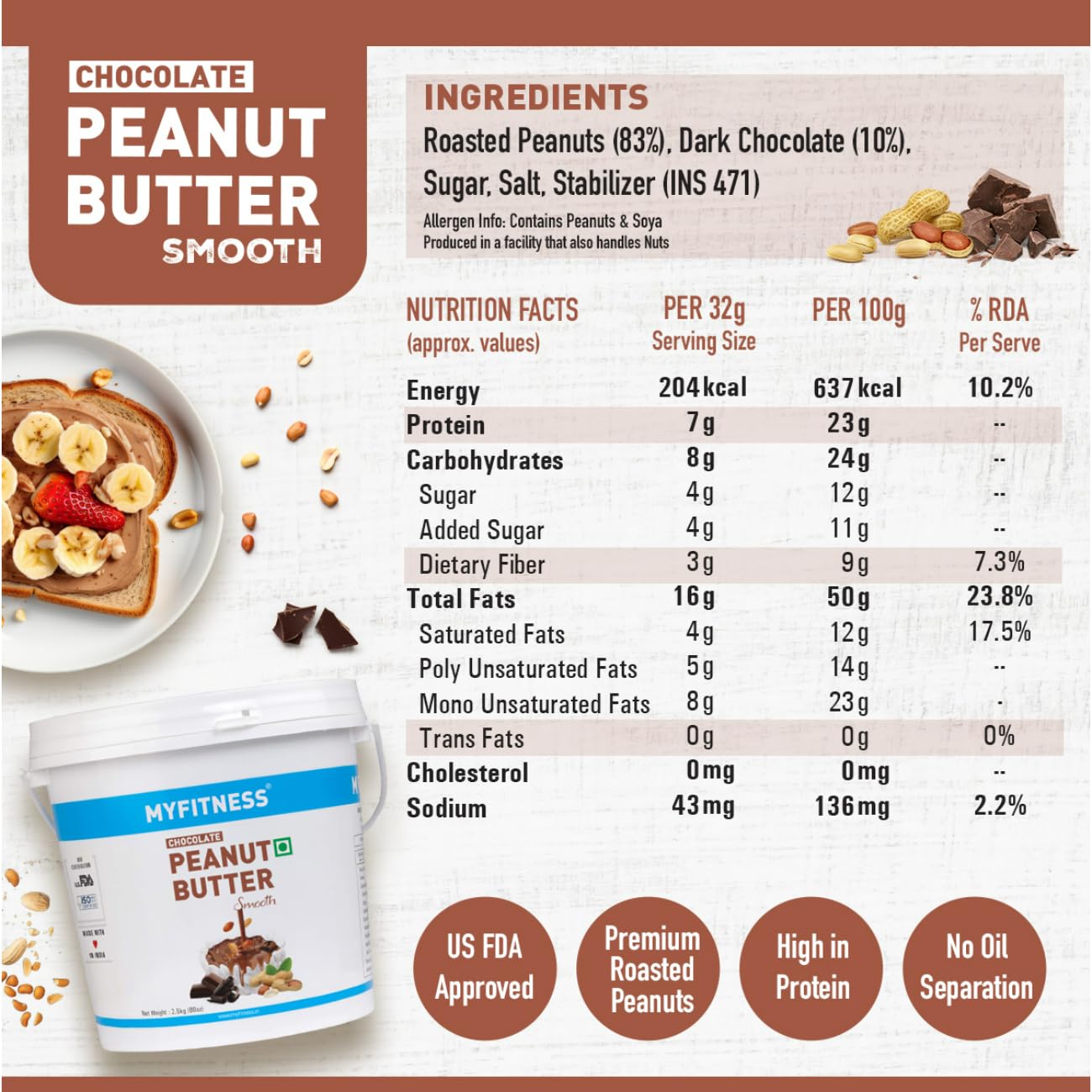 Myfitness Chocolate Peanut Butter (Crunchy) - Distacart