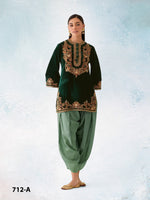 Thumbnail for Anaita Green Embroidery Sequence & Thread Work Velvet Salwar Suit - Distacart