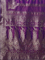 Thumbnail for Anouk Purple & Gold-Toned Ethnic Motifs Woven Design Zari Banarasi Saree - Distacart