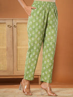 Thumbnail for Yufta Green Cotton Strappy Kurta Dupatta Set