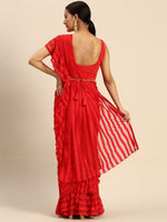 Thumbnail for Ahalyaa Striped Net Ready To Wear Saree - Distacart