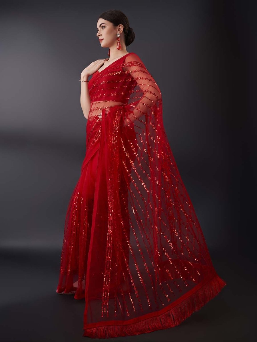 Anouk Sequinned Embellished Net Saree - Distacart