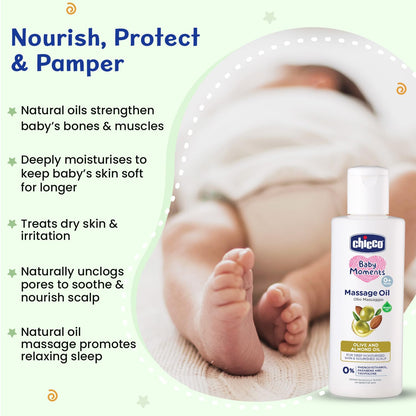 Chicco Baby Moments Massage Oil For Moisturised Skin, Nourished Hair & Scalp - Distacart