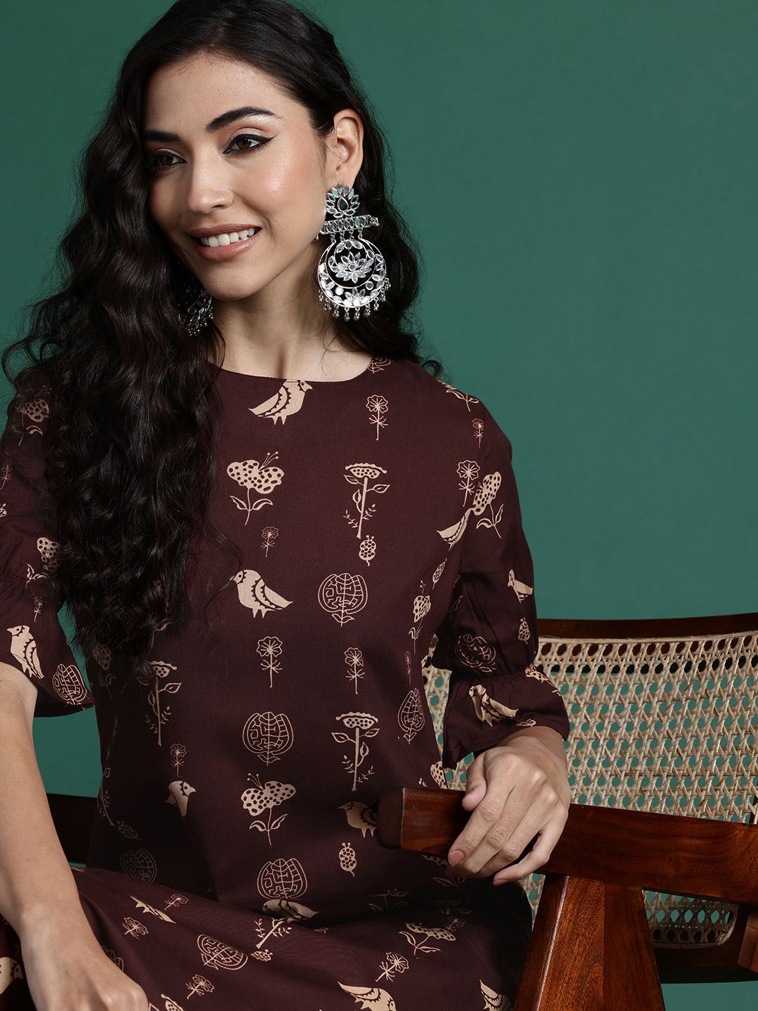 Sangria Women Ethnic Motifs Printed Kurta - Distacart