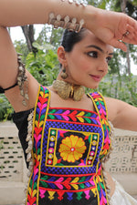 Thumbnail for Lorenvalley Fashion White Roman Silk with Attractive Gota-Patti Lace Lehenga Choli