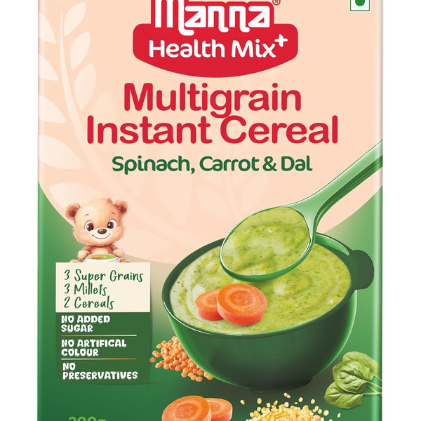 Manna Foods Instant Health Mix Multigrain Cereal + Vegetables With Spinach, Carrot, Dal with Milk - Distacart
