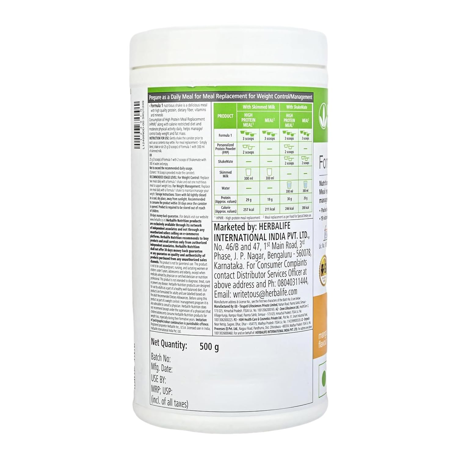 Herbalife Formula 1 Nutritional Shake Mix - Mango Flavour - Distacart