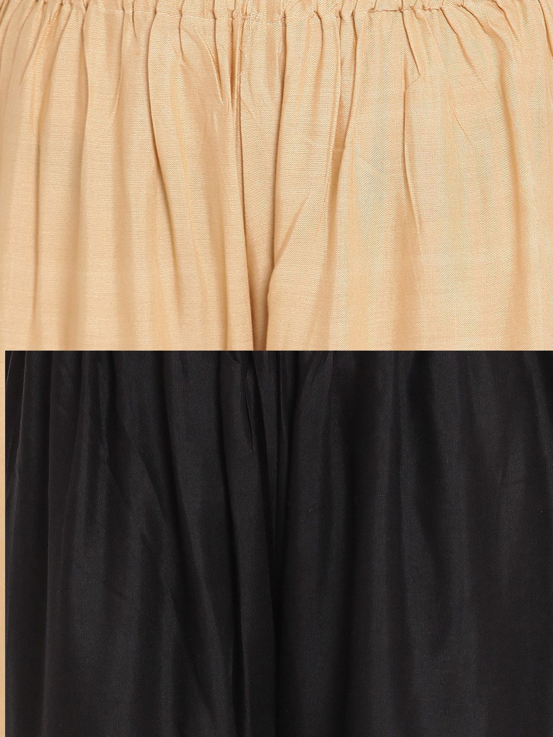 TAG 7 Women Pack Of 2 Black & Beige Solid Flared Palazzos