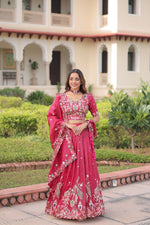 Thumbnail for Lorenvalley Fashion Pink Gold Crush With Sequins Zari And Coding Embroidered Work Lehenga Choli With Dupatta - Distacart