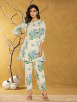 Thumbnail for Yufta Cotton Blue Floral Print Co-Ord Set