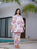 Yufta Peach Floral Print Top And Trouser Co Ord Set - Distacart