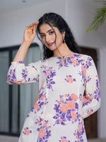 Thumbnail for Yufta Peach Floral Print Top And Trouser Co Ord Set